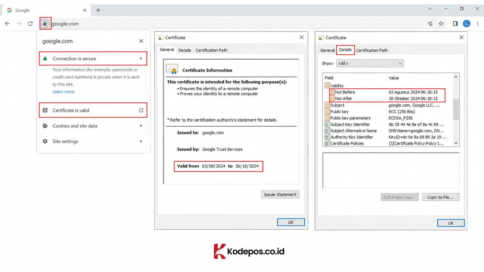 cara memeriksa masa berlaku sertifikat di chrome