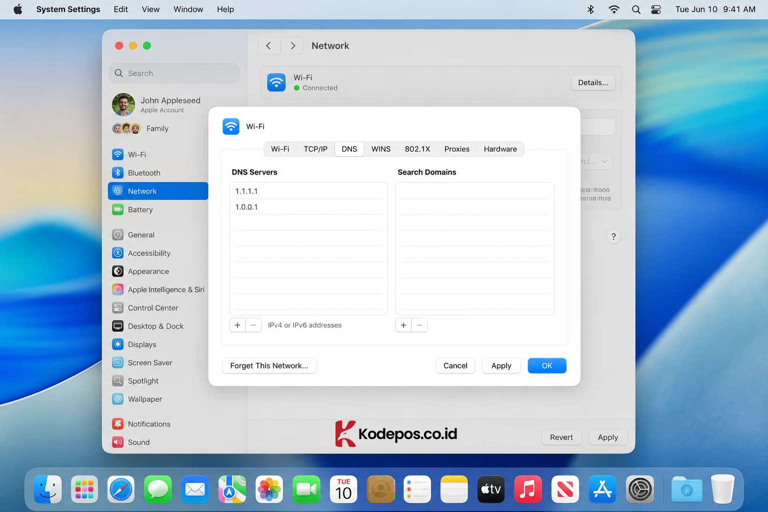 cara mengubah dns di macos