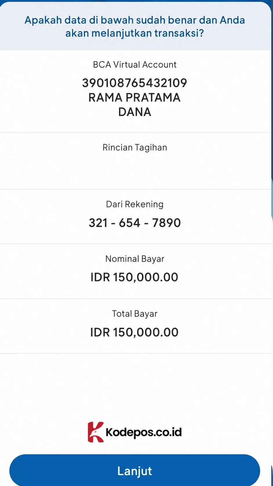 cara transfer bca ke dana lewat mybca 6