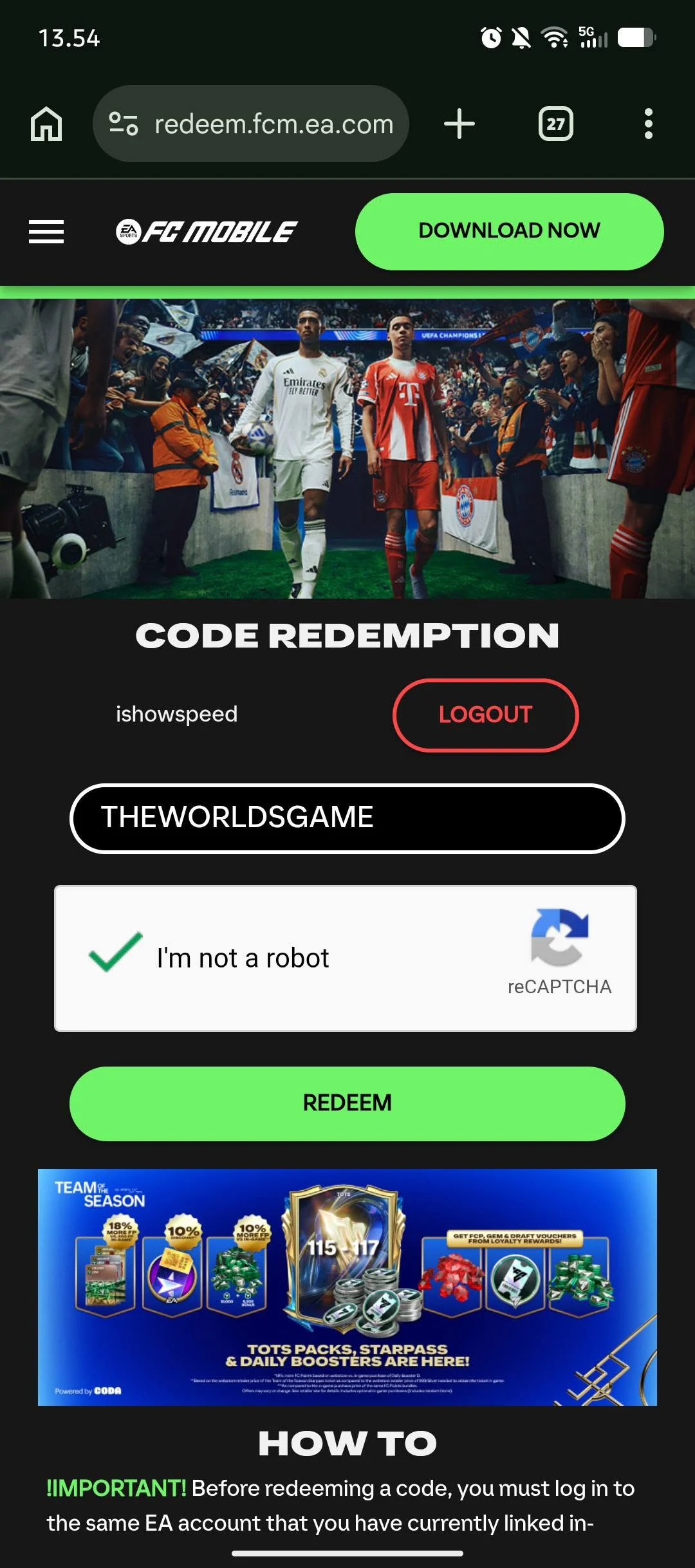 code redemption fc mobile