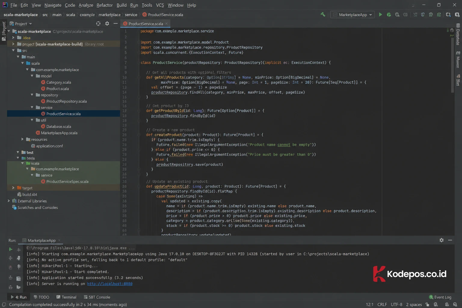 coding scala di intellij idea