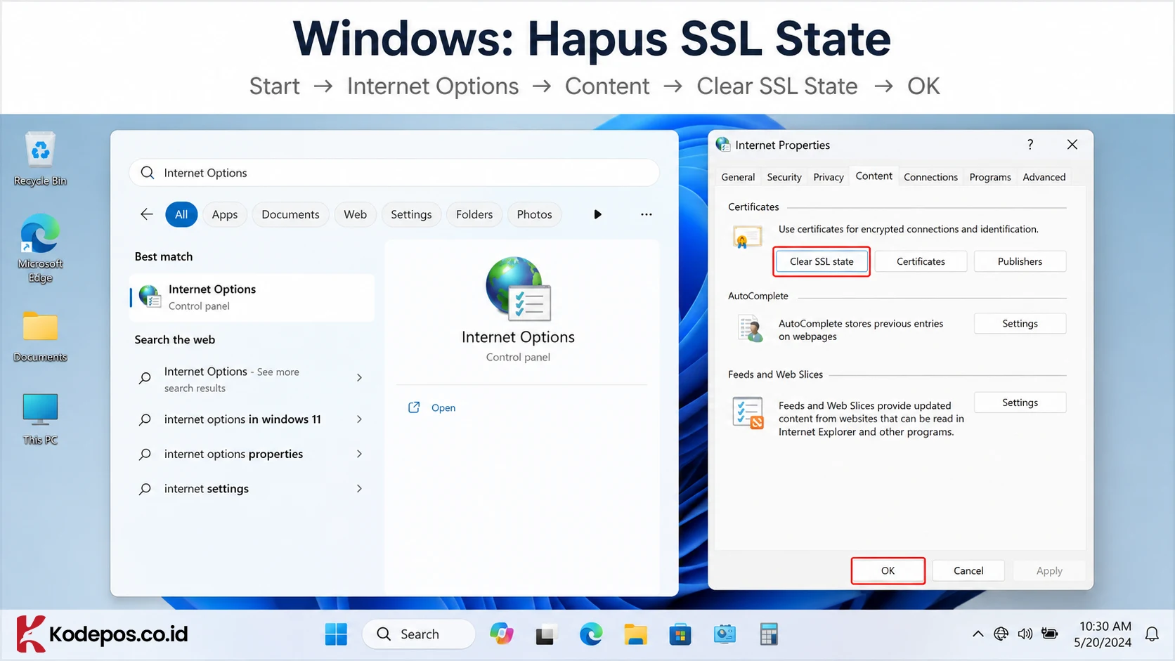 hapus ssl state windows