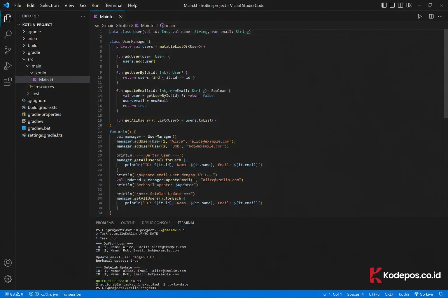 kotlin di vscode