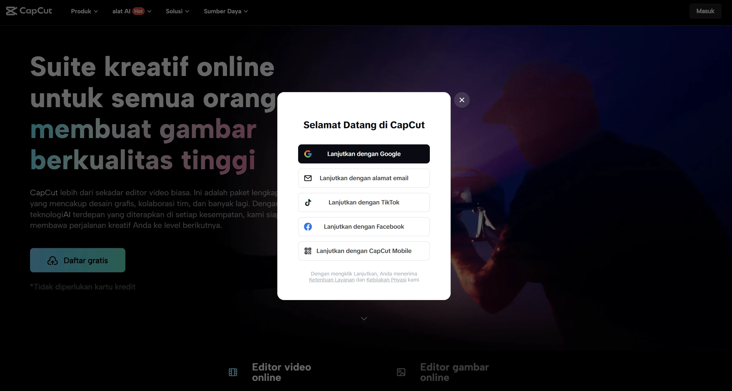 login capcut web