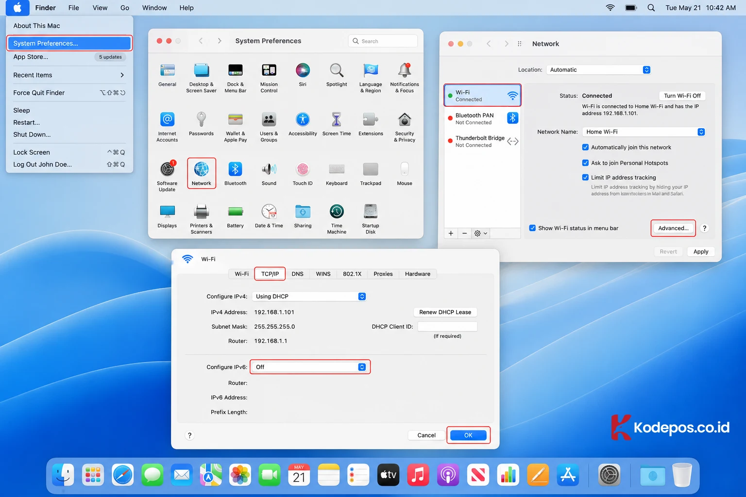 nonaktifkan ipv6 di mac os