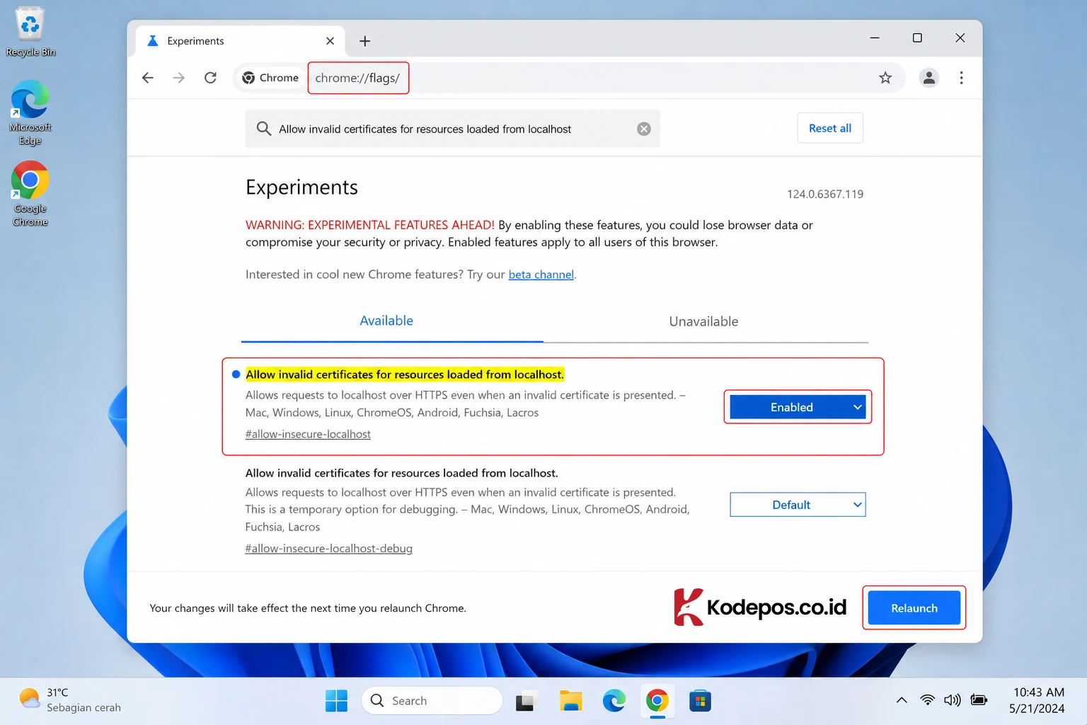 nonaktifkan pemeriksaan sertifikat