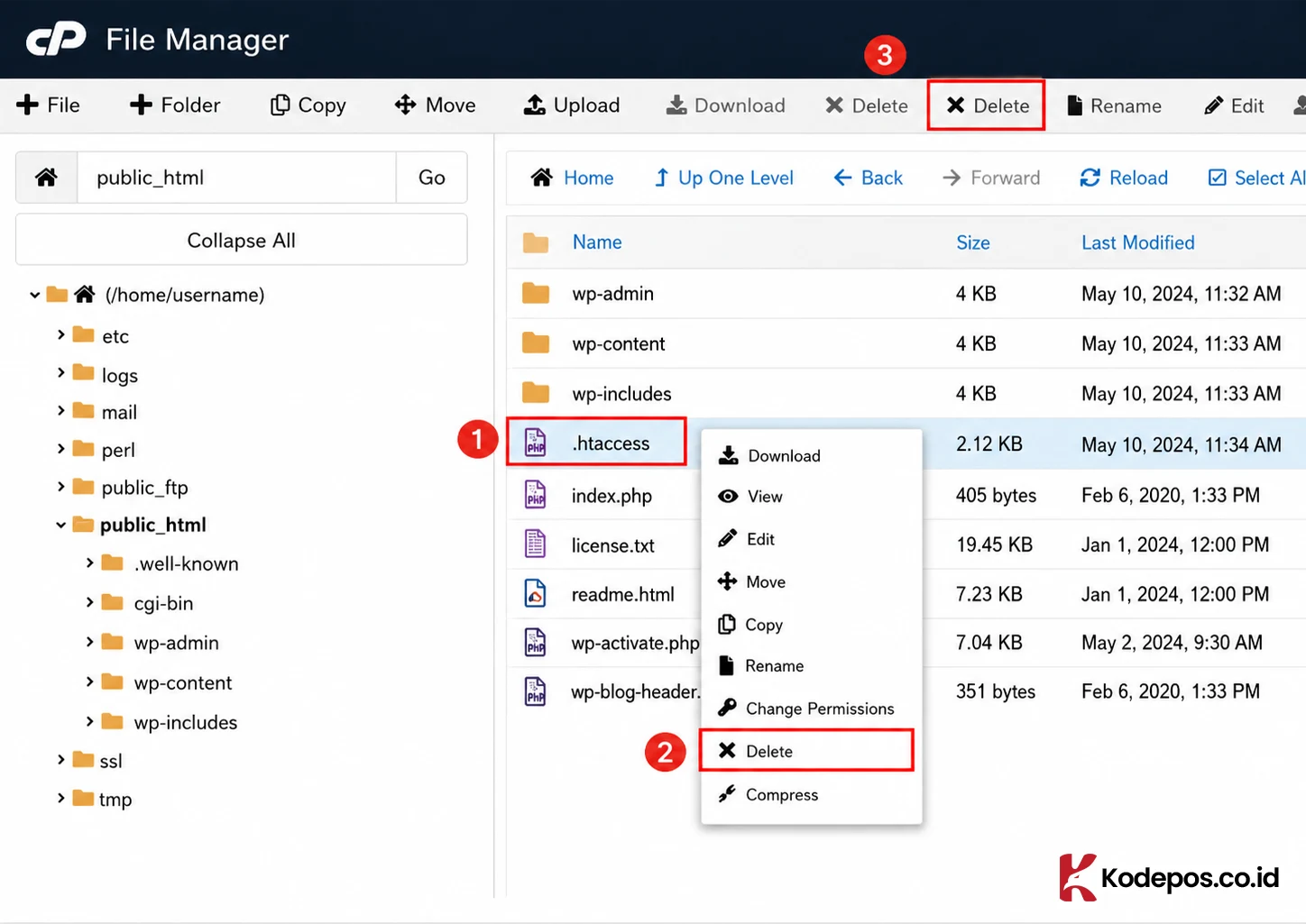 regenerate file .htaccess