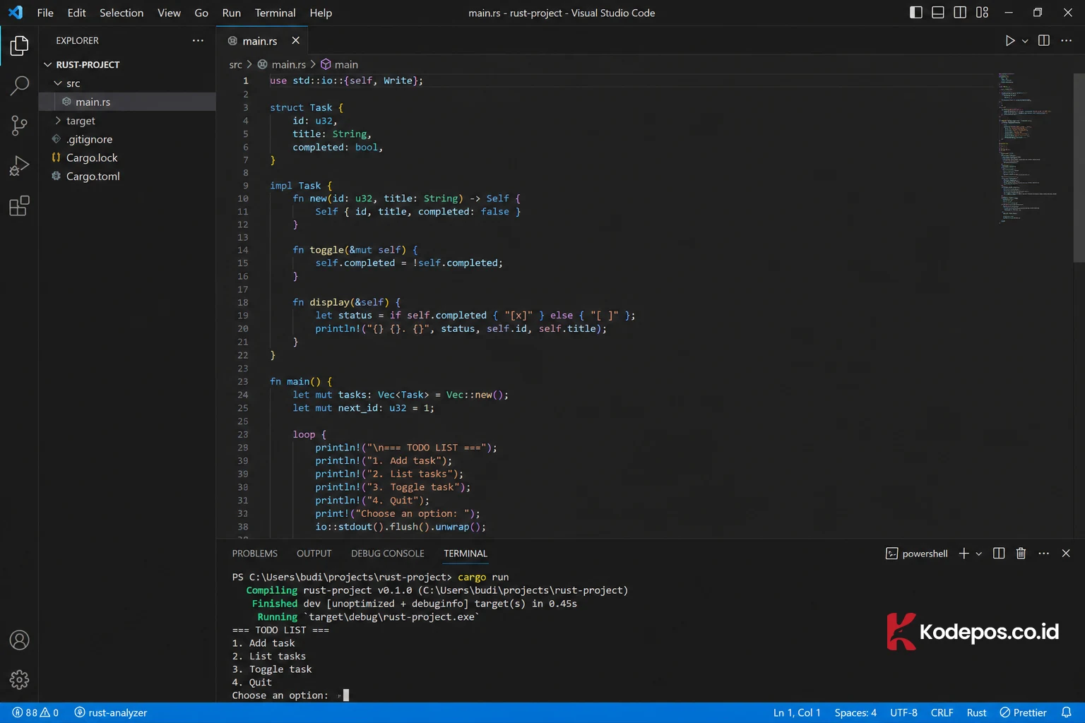 rust di vscode