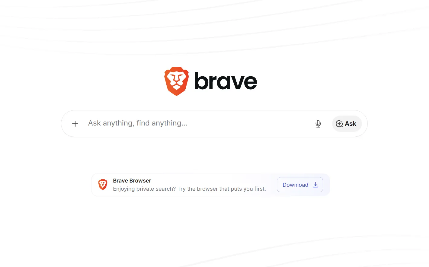 tampilan brave search